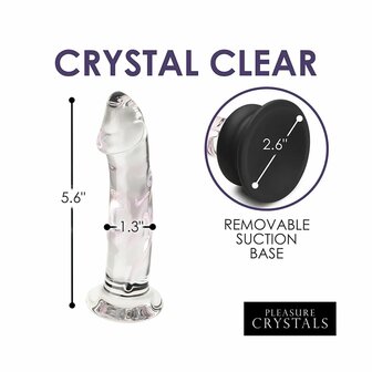 Pleasure Crystals - Glazen Dildo Met Siliconen Basis - 14 cm x 3.3 cm - Transparant