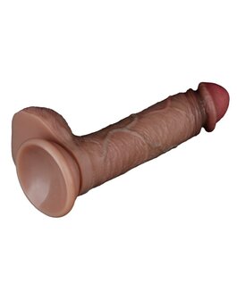 LoveToy - Dubbellaags Siliconen Dildo - 19,5 cm x &radic;&prod; 3,7 cm - Bruin