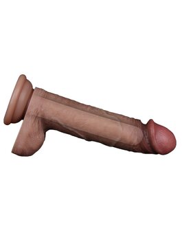 LoveToy - Dubbellaags Siliconen Dildo - 19,5 cm x &radic;&prod; 3,7 cm - Bruin