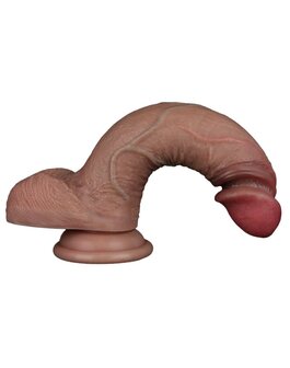 LoveToy - Dubbellaags Siliconen Dildo - 19,5 cm x &radic;&prod; 3,7 cm - Bruin