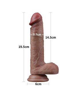 LoveToy - Dubbellaags Siliconen Dildo - 19,5 cm x &radic;&prod; 3,7 cm - Bruin