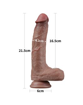 LoveToy - Dubbellaags Siliconen Dildo - 21,5 cm x &radic;&ograve; 4,2 cm - Bruin