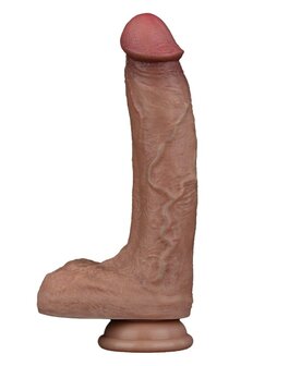 LoveToy - Dubbellaags Siliconen Dildo - 21,5 cm x &radic;&ograve; 4,2 cm - Bruin