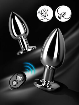 Vibrerende Buttplug - Oplaadbaar &amp; Waterproof - Aluminium - Medium