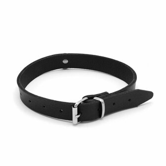Kiotos Leather - Collar met Kleine O-ring - Leder - Zwart
