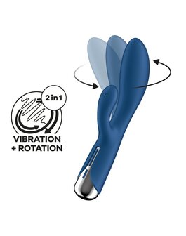 Satisfyer - Spinning Rabbit 1 - Roterende en Vibrerende Rabbit Vibrator - Tarzan Vibrator - Blauw