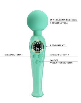 Pretty Love - Skyler - Wand Vibrator - Met LCD Display - Turquoise