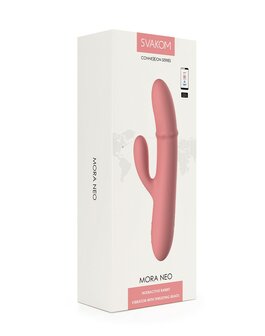 Svakom - Mora Neo - Interactieve Rabbit Vibrator met stotende kralen-ring - App Control - Roze