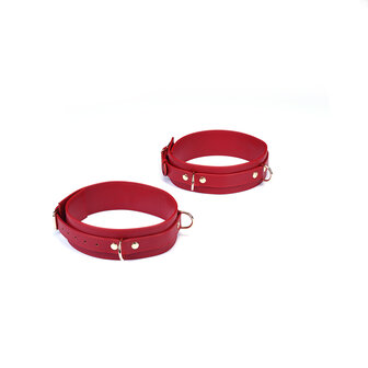 Liebe Seele - Bright Red - Bondageset Dijbeenboeien naar Handboeien - PU Leer - Vegan - Rood/Goud