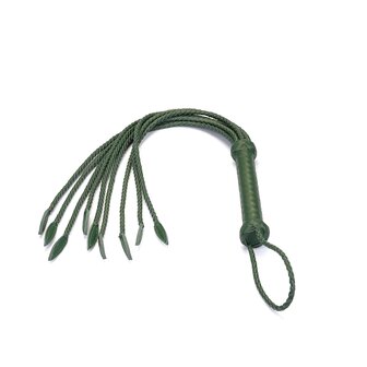 Liebe Seele - Mossy Green - Luxe Gevlochten Flogger - Cat-o-Nine Tails - Exclusief En Handgemaakt In Japan