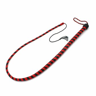 Kiotos Leather - Lederen Single Tail Zweep - 140 cm - Zwart/Rood