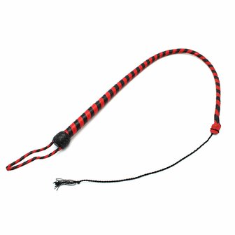 Kiotos Leather - Lederen Single Tail Zweep - 90 cm - Zwart/Rood