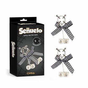 Se&ntilde;uelo - Nipple Fantasy Grips - Schroef Tepelklemmen met Strikje en Belletjes