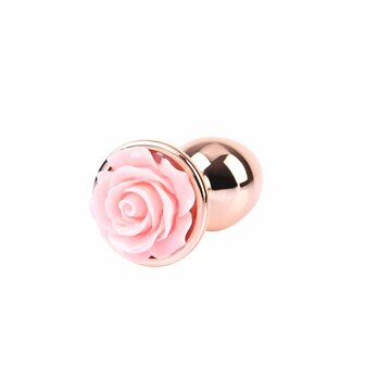 Matrix Mont - Spark Rose - Anaal Plug met Roze Roos - Aluminium - Goud - Maat S