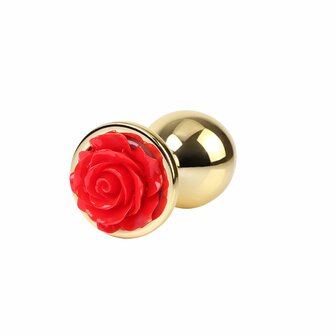 Matrix Mont - Showy Rose - Anaal Plug met Decoratieve Roos - Aluminium - Goud - Maat L