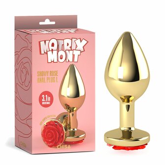 Matrix Mont - Showy Rose - Anaal Plug met Decoratieve Roos - Aluminium - Goud - Maat L