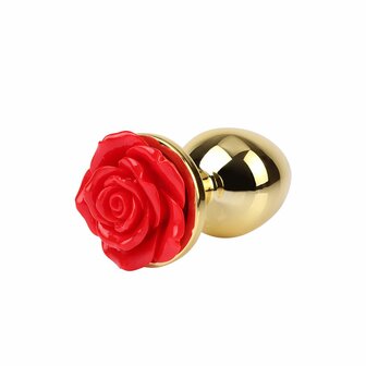 Matrix Mont - Showy Rose - Anaal Plug met Decoratieve Roos - Aluminium - Goud - Maat M