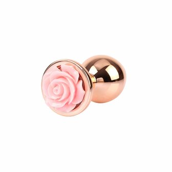 Matrix Mont - Spark Rose - Anaal Plug met Roze Roos - Aluminium - Goud - Maat M