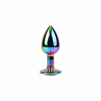 Matrix Mont - Rainbow Gem - Anaal Plug in Oil Slick Kleuren - Aluminium - Maat S