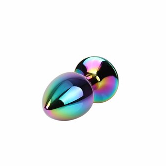 Matrix Mont - Rainbow Gem - Anaal Plug in Oil Slick Kleuren - Aluminium - Maat S