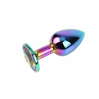 Matrix Mont - Rainbow Gem - Anaal Plug in Oil Slick Kleuren - Aluminium - Maat S