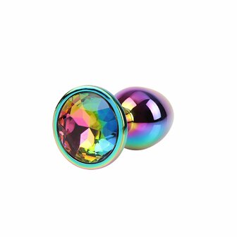 Matrix Mont - Rainbow Gem - Anaal Plug in Oil Slick Kleuren - Aluminium - Maat S