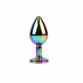 Matrix Mont - Rainbow Gem - Anaal Plug in Oil Slick Kleuren - Aluminium - Maat M