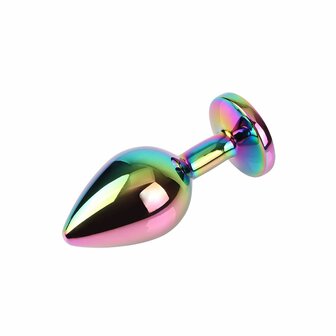 Matrix Mont - Rainbow Gem - Anaal Plug in Oil Slick Kleuren - Aluminium - Maat M