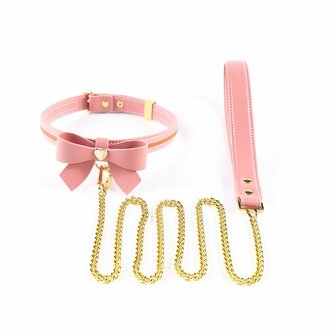 Sevanda - Love Heart Butterfly - Vegan Lederen Collar met Leiband - Roze