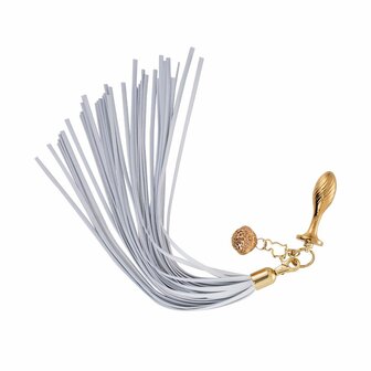 Sevanda - Flogger met Sleutelhanger, Bedel en Peervormige Buttplug - Wit/Goud