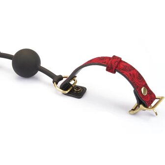 Liebe Seele - Kinbaku Ukiyoe - Lamslederen Ball Gag - Rood met Zwarte Rozen Print - Iets H&eacute;&eacute;l Bijzonders! - Import uit Japan