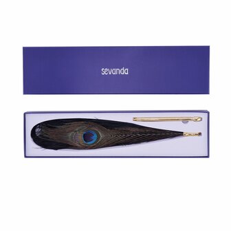 Sevanda - Natural Peacock Flirting - Veren Kietelaar met Verwisselbare Veren - Goud/Zwart