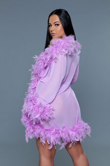 Be Wicked - Lux - Robe met Veren - Lavendel - One Size