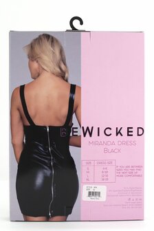 Be Wicked - Miranda - Open Borsten Jurk - Faux Leather - Zwart - Maat M