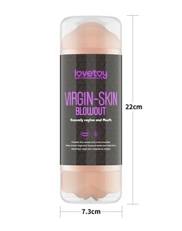 Lovetoy - Virgin-Skin Blowout - Dubbelzijdige Stroker Masturbator - Vagina en Mond - Lichte Huidskleur