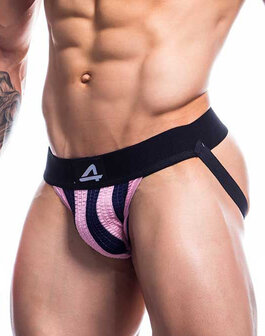 Cut4Men - Sexy Jockstrap -  Stripe - Roze/Zwart - Maat S