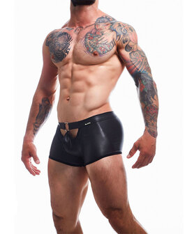 Cut4Men - Sexy Wetlook Minishort -  Peekaboo - Zwart - Maat XL