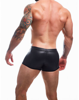 Cut4Men - Sexy Wetlook Minishort -  Peekaboo - Zwart - Maat XL