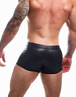 Cut4Men - Sexy Wetlook Minishort -  Peekaboo - Zwart - Maat L