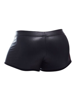 Cut4Men - Sexy Wetlook Minishort -  Peekaboo - Zwart - Maat L