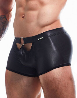 Cut4Men - Sexy Wetlook Minishort -  Peekaboo - Zwart - Maat M