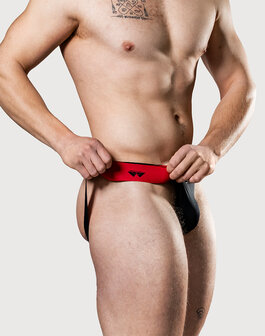 MM Original - REV2 - Reversible Jockstrap - Herenslip - Tailleband 5 cm - Zwart/Rood - Maat M