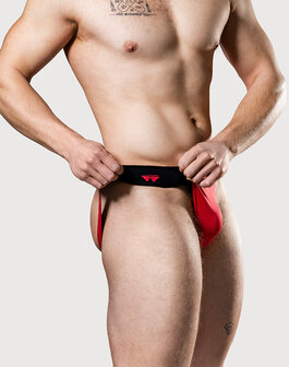 MM Original - REV2 - Reversible Jockstrap - Herenslip - Tailleband 5 cm - Zwart/Rood - Maat M