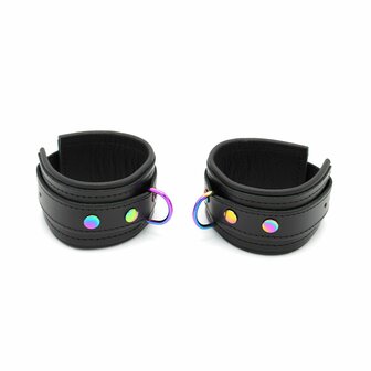 Kiotos - Premium Lederen Polsboeien - Metalen Hardware in Unicorn Kleuren - Black/Rainbow