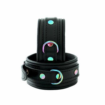 Kiotos - Premium Lederen Enkelboeien - Metalen Hardware in Unicorn Kleuren - Black/Rainbow