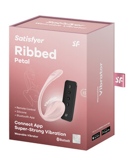 Satisfyer - Ribbed Petal Rose - Draagbare Vibrator - Panty Vibrator - Vibrerend Eitje - Met App Control - Roze