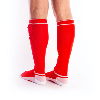 Brutus - FXXX Party Voetbalsokken met zakje - One Size - Rood Wit