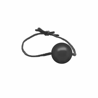 Black Label - Siliconen Ball Gag - Diameter 40 mm - Leren Koord - Zwart