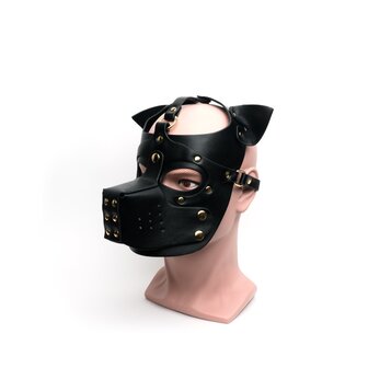 665 - Bondage Puppy Hood - Dog Play - PU Leer - One Size - Zwart