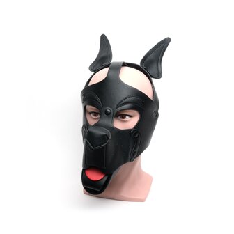 665 - Hood - Puppy Play Masker - PU Leer - One Size - Zwart - Playful Pup Hood All Black